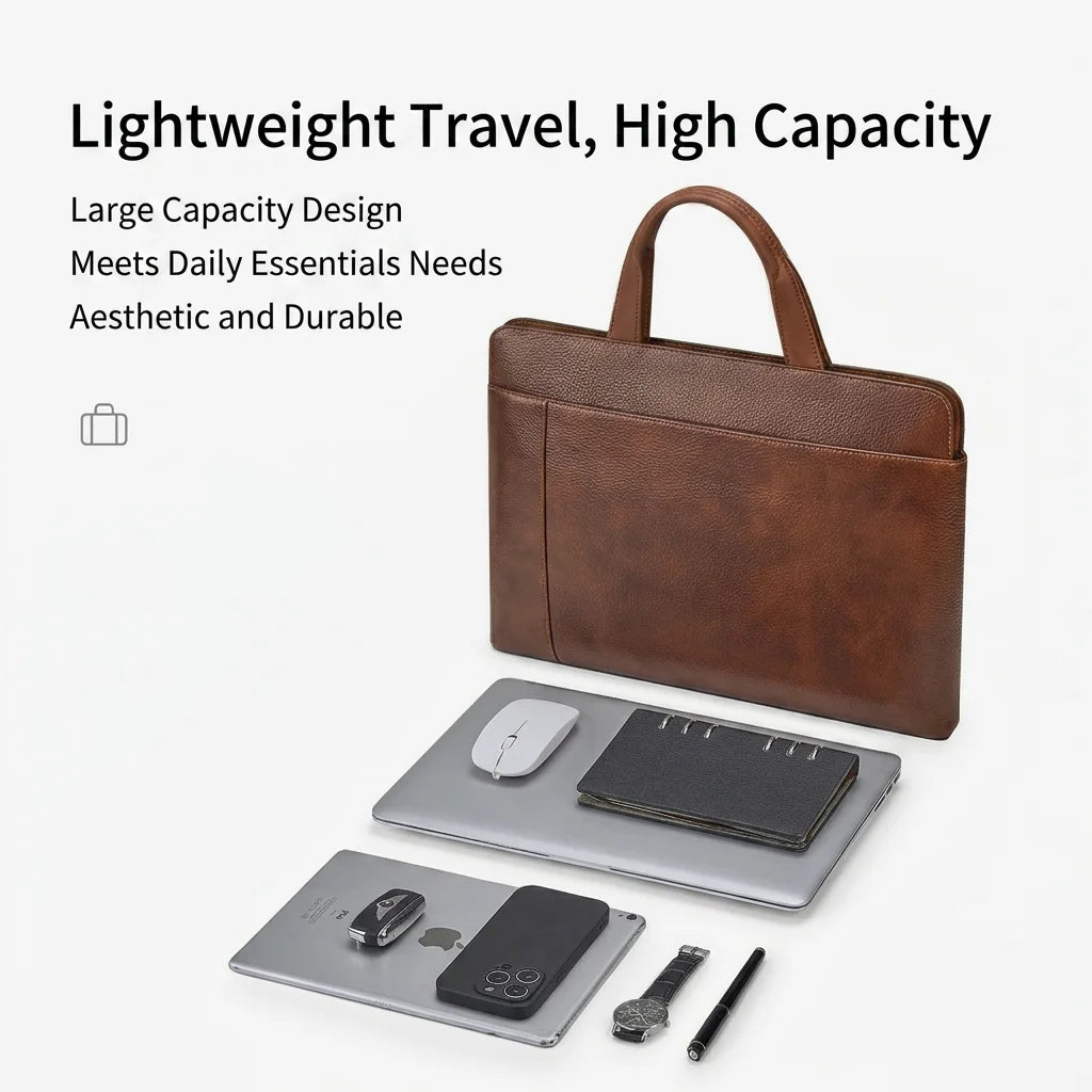 Albeux™ Vintage Genuine Leather Briefcase | Classic Brown Laptop Messenger Bag