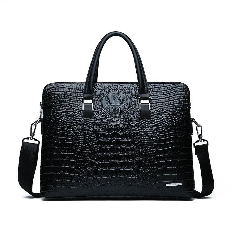 Albeux™ Executive Crocodile-Embossed Briefcase & Wallet Set | Laptop Messenger Bag