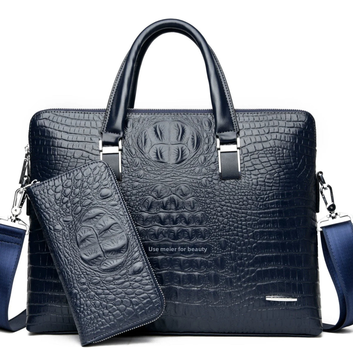 Albeux™ Executive Crocodile-Embossed Briefcase & Wallet Set | Laptop Messenger Bag