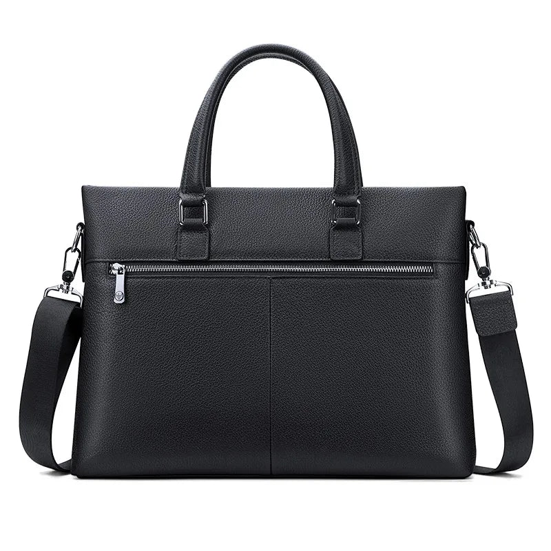 Albeux™ Executive Pebble Leather Briefcase | Modern Business Tote & Laptop Shoulder Bag