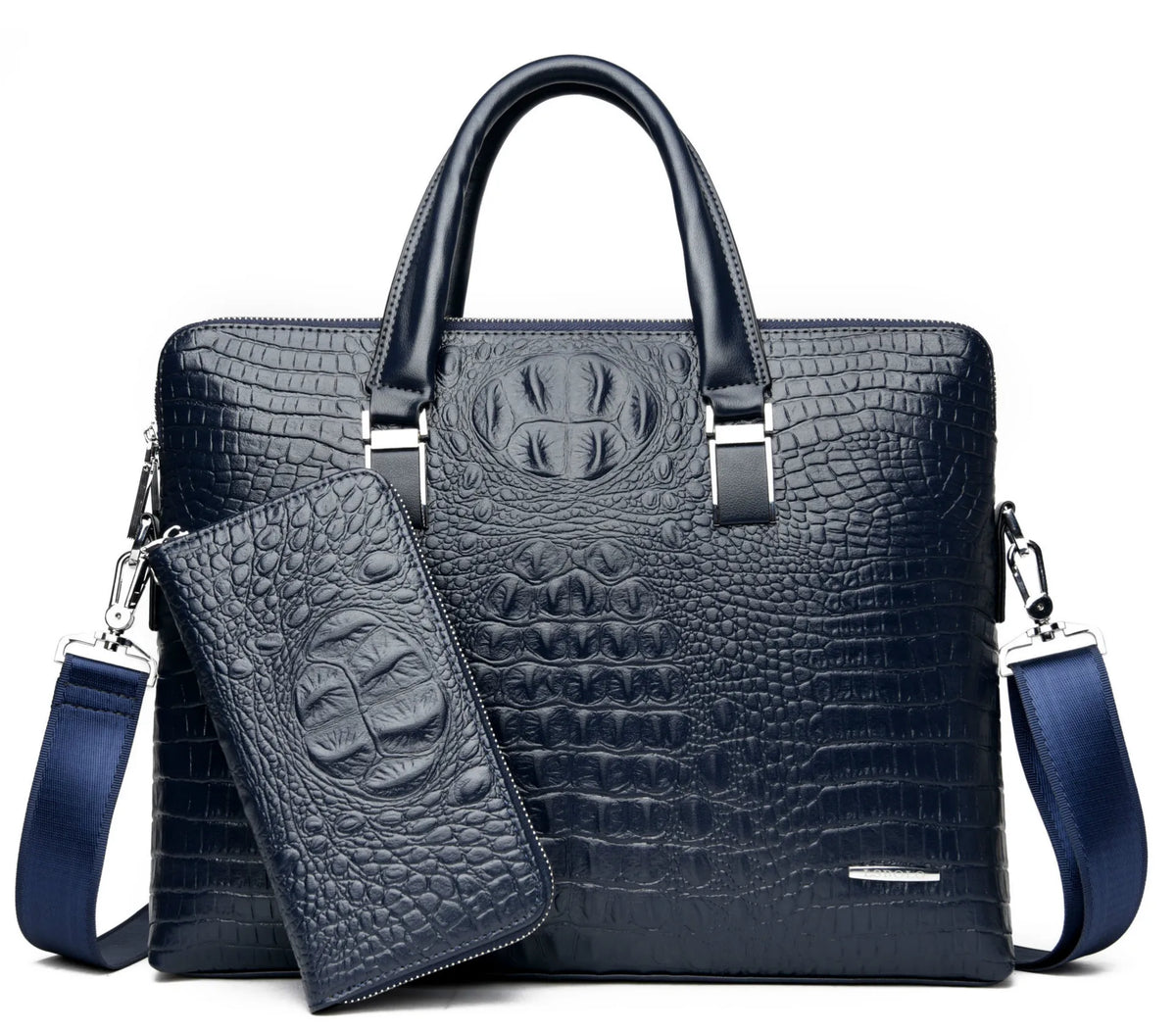 Albeux™ Executive Crocodile-Embossed Briefcase & Wallet Set | Laptop Messenger Bag