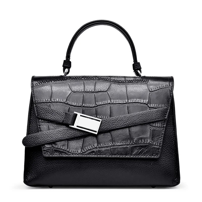 Albeux™ Executive Envelope Flap Leather Handbag | Modern Crocodile-Embossed Crossbody