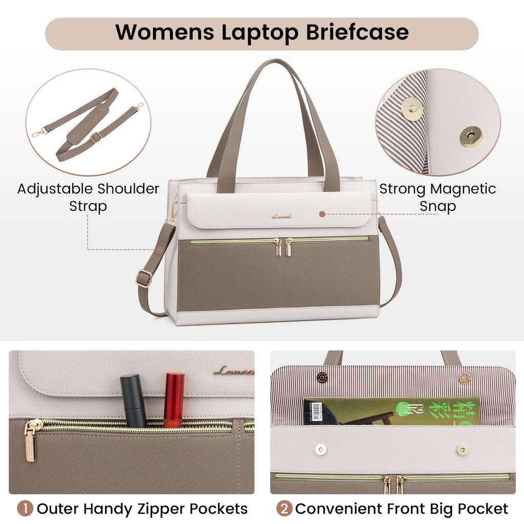Albeux™ Modern Elegance Business Tote Bag | Multi-Pocket 15.6" Laptop Handbag