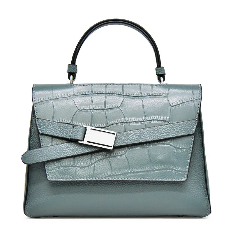 Albeux™ Executive Envelope Flap Leather Handbag | Modern Crocodile-Embossed Crossbody