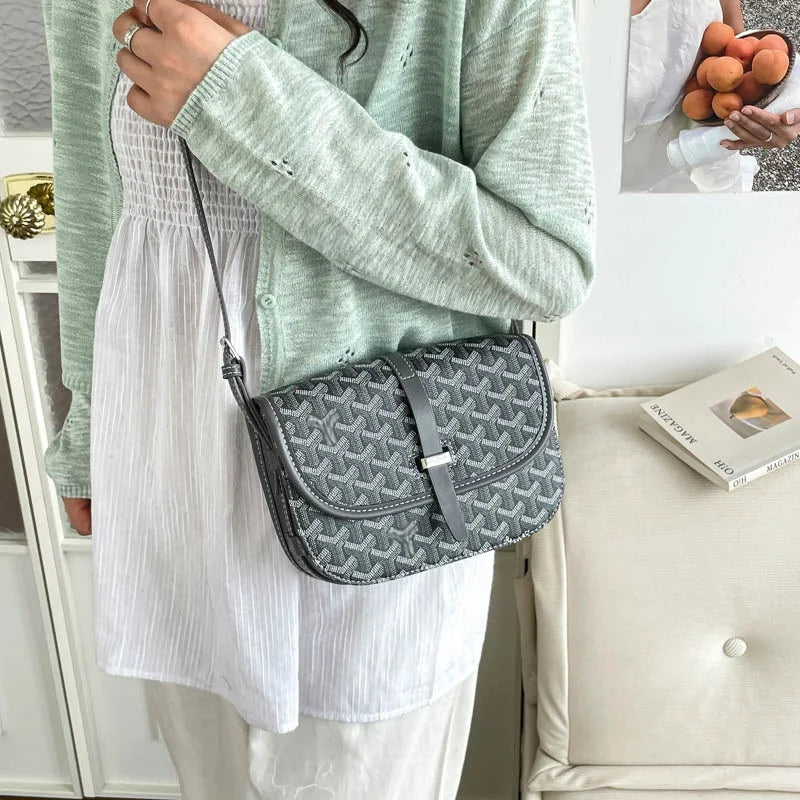 Albeux™ Parisian Printed Crossbody Bag | Classic Saddle Shoulder Bag