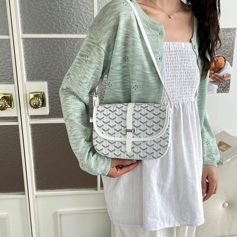 Albeux™ Parisian Printed Crossbody Bag | Classic Saddle Shoulder Bag