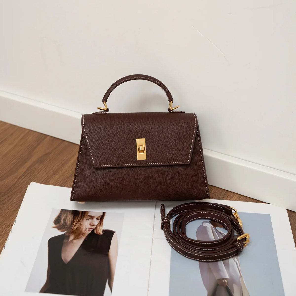 Executive Structured Leather Bag | Modern Classic Turn-Lock Crossbody