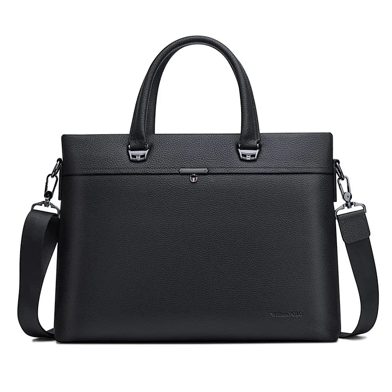 Albeux™ Executive Pebble Leather Briefcase | Modern Business Tote & Laptop Shoulder Bag