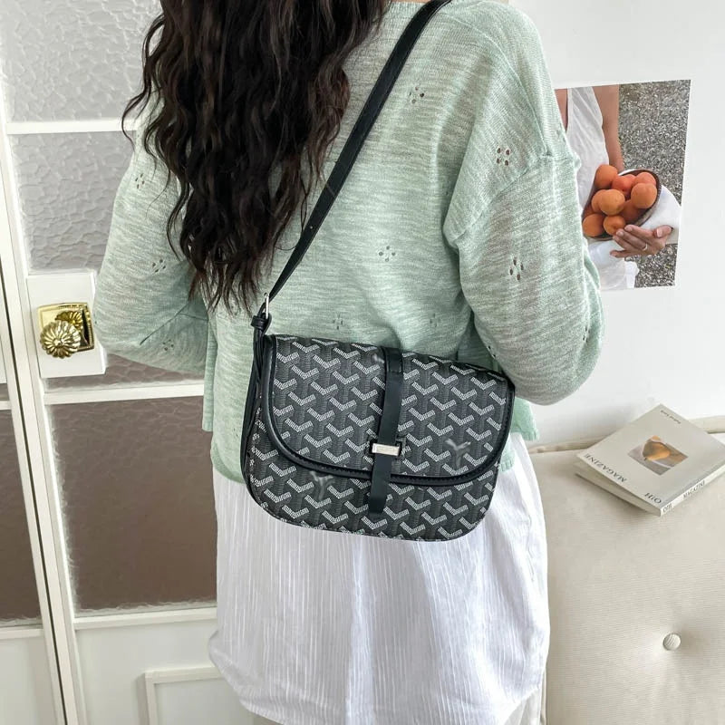 Albeux™ Parisian Printed Crossbody Bag | Classic Saddle Shoulder Bag