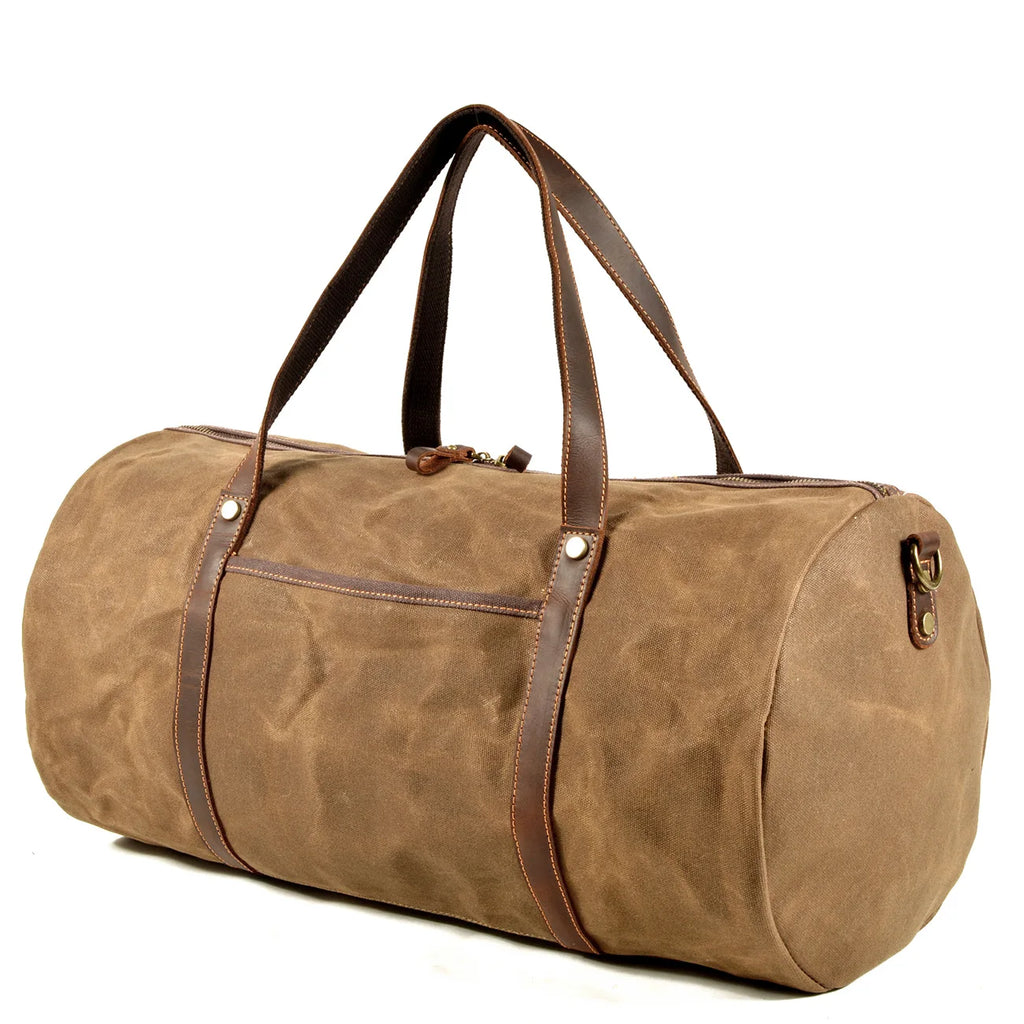 Albeux™ Heritage Waxed Canvas & Cowhide Leather Duffle Bag | Vintage Travel Holdall