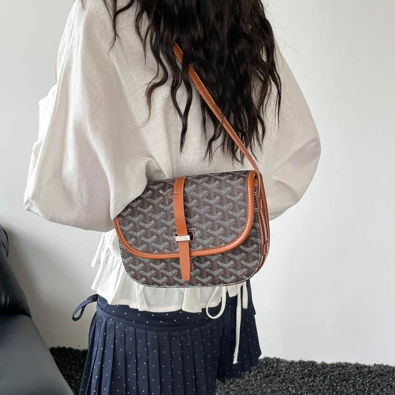 Albeux™ Parisian Printed Crossbody Bag | Classic Saddle Shoulder Bag