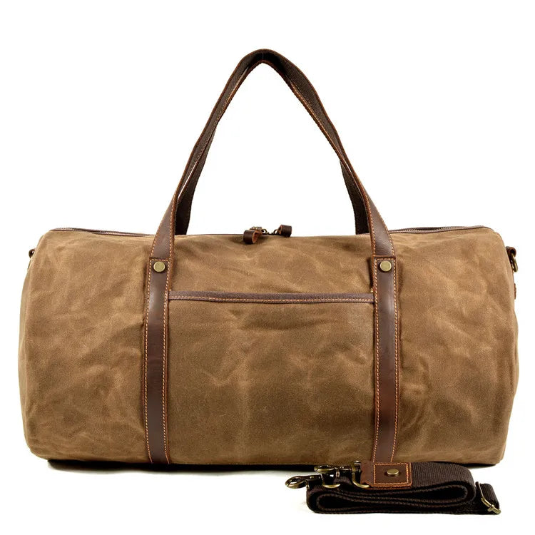 Albeux™ Heritage Waxed Canvas & Cowhide Leather Duffle Bag | Vintage Travel Holdall
