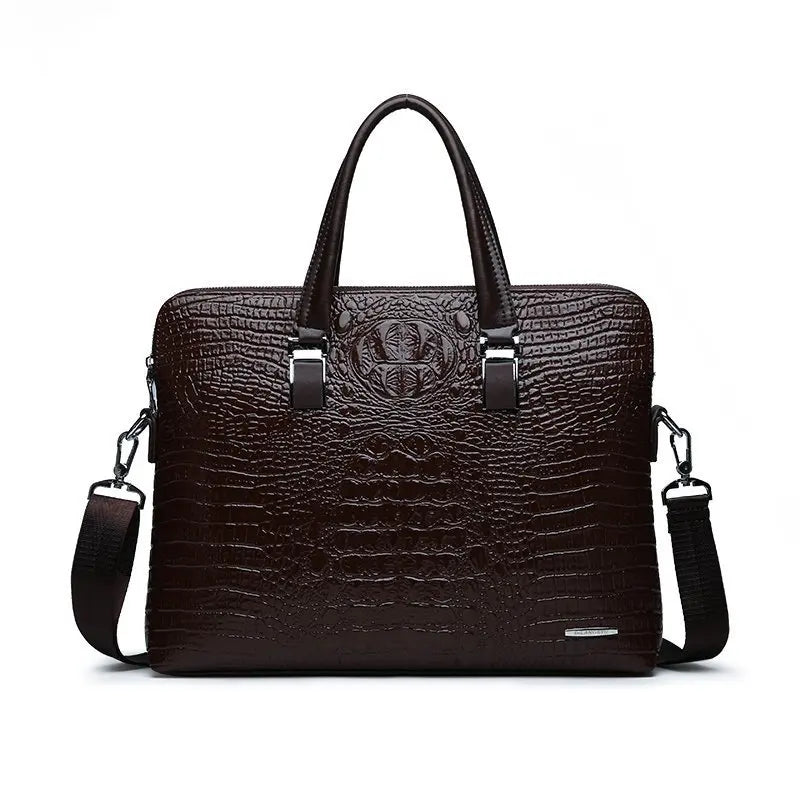 Albeux™ Executive Crocodile-Embossed Briefcase & Wallet Set | Laptop Messenger Bag