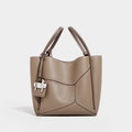Albeux™ Geometric Genuine Leather Tote Bag | Luxe Panel Shoulder Handbag