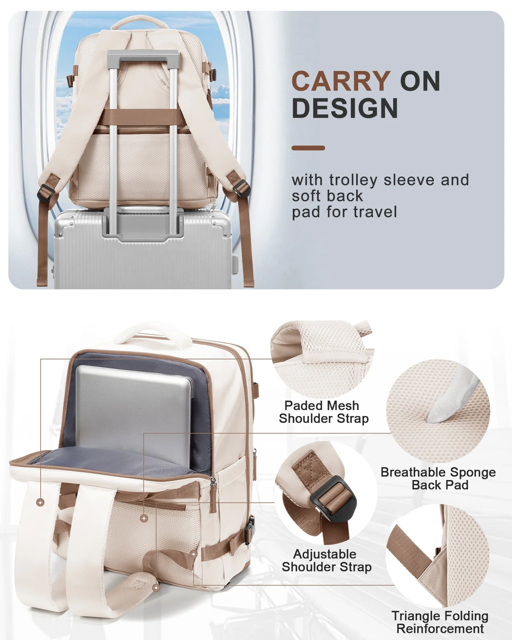 Albeux™ Urban Voyager Business & Travel Backpack | Waterproof Expandable Cabin Bag
