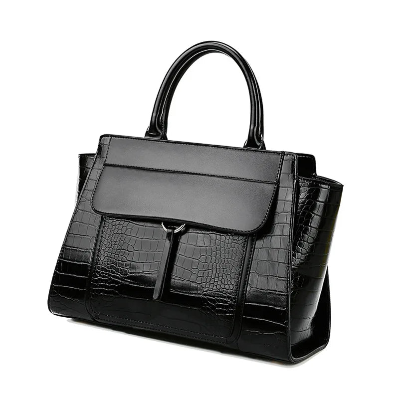 Albeux™ Modern Luxe Crocodile Pattern Satchel | Designer Leather Crossbody Handbag
