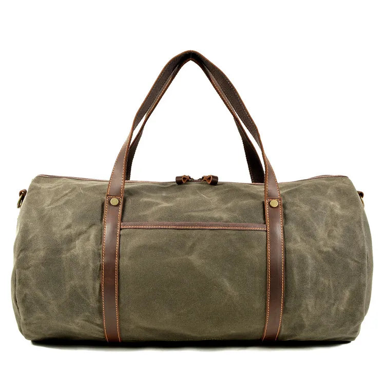 Albeux™ Heritage Waxed Canvas & Cowhide Leather Duffle Bag | Vintage Travel Holdall