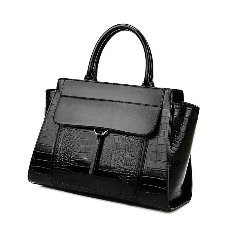 Albeux™ Modern Luxe Crocodile Pattern Satchel | Designer Leather Crossbody Handbag
