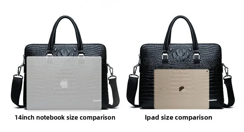 Albeux™ Executive Crocodile-Embossed Briefcase & Wallet Set | Laptop Messenger Bag