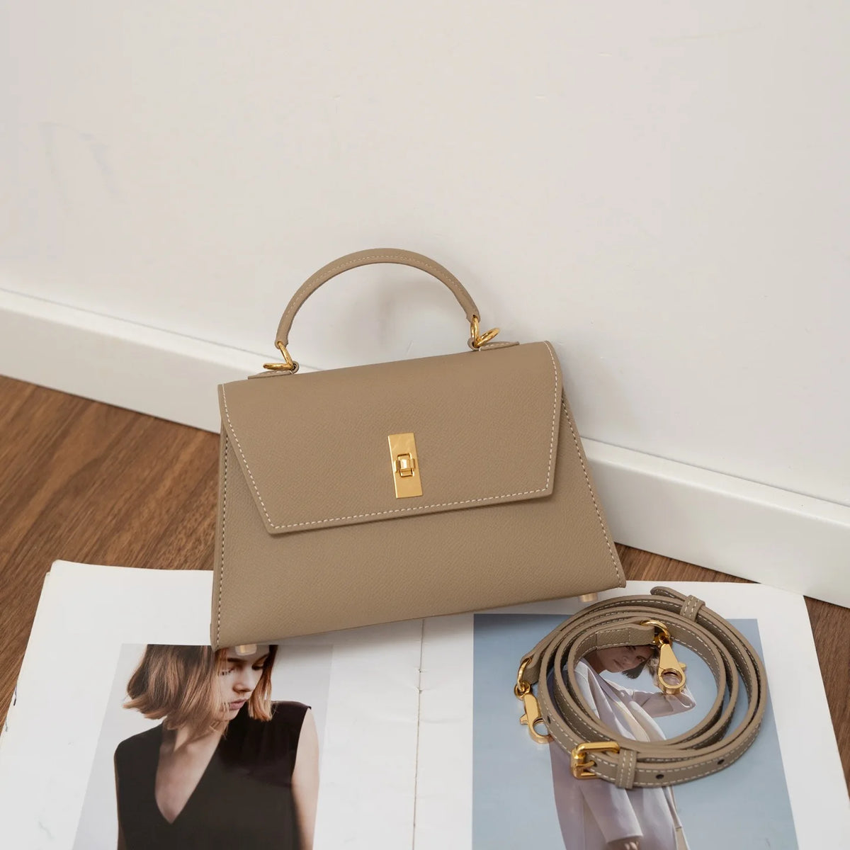 Executive Structured Leather Bag | Modern Classic Turn-Lock Crossbody