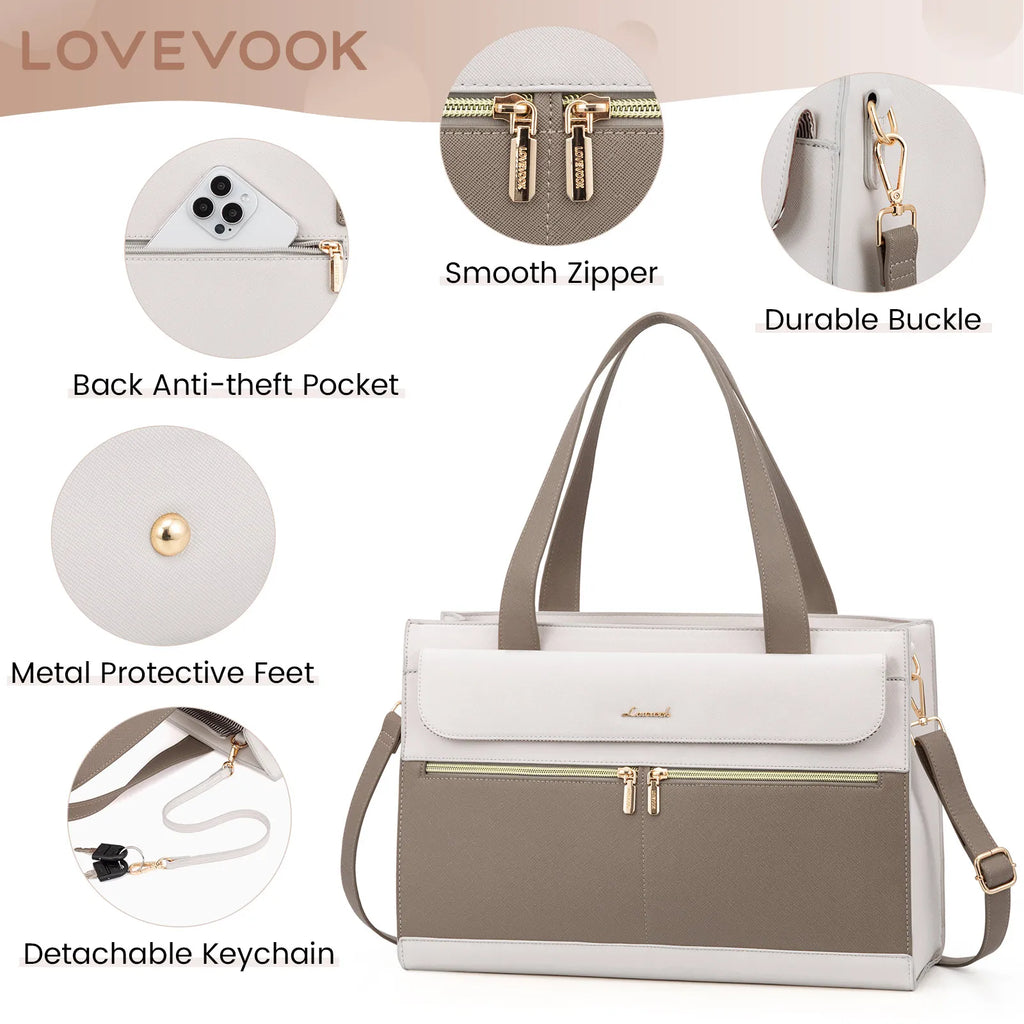 Albeux™ Modern Elegance Business Tote Bag | Multi-Pocket 15.6" Laptop Handbag