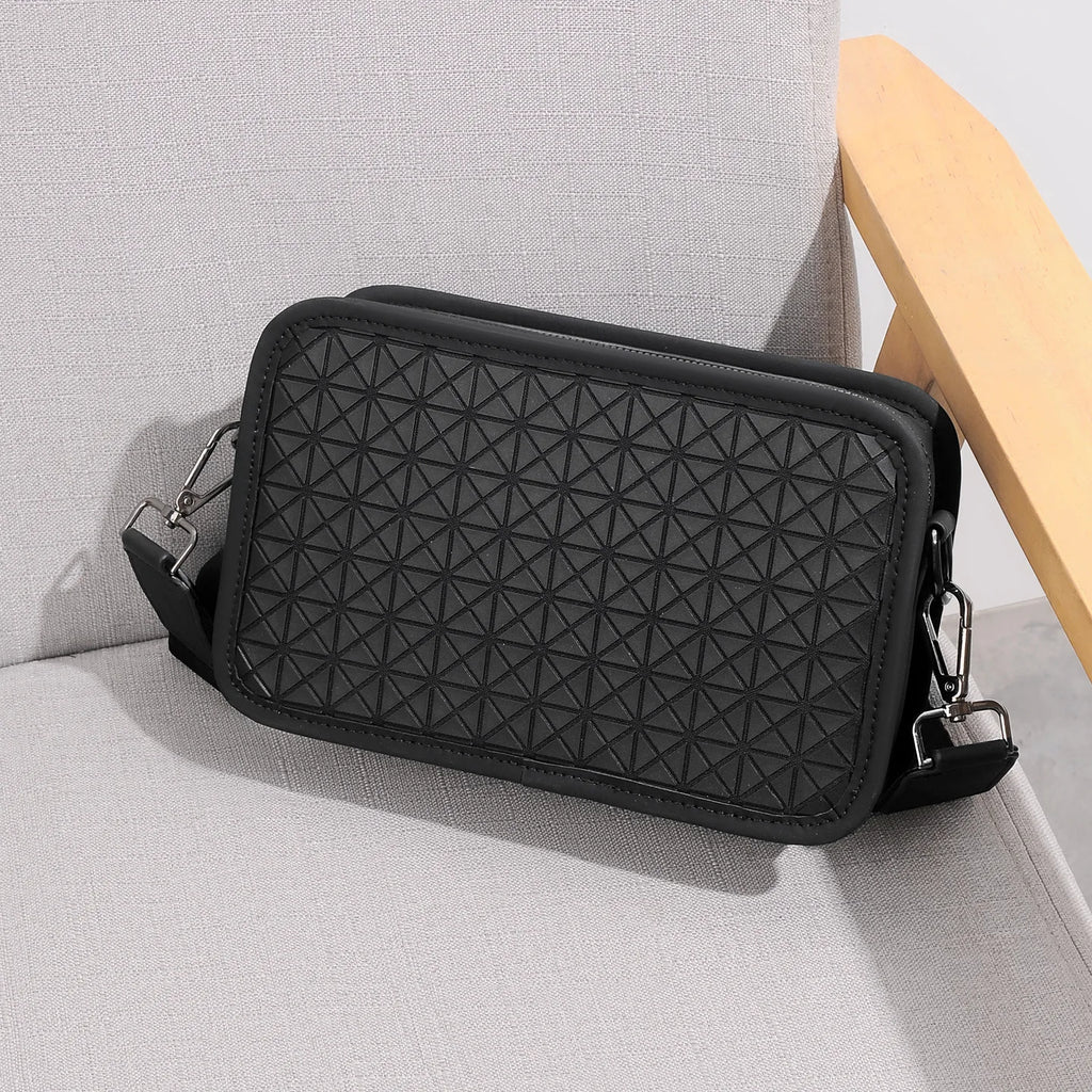 Albeux™ Modern Lattice PU Leather Crossbody | Compact Executive Shoulder Bag