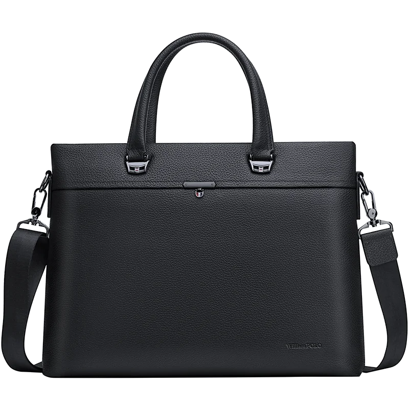 Albeux™ Executive Pebble Leather Briefcase | Modern Business Tote & Laptop Shoulder Bag