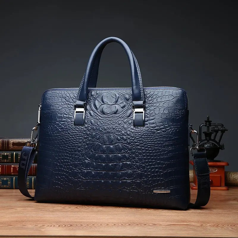 Albeux™ Executive Crocodile-Embossed Briefcase & Wallet Set | Laptop Messenger Bag