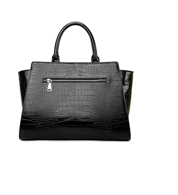Albeux™ Modern Luxe Crocodile Pattern Satchel | Designer Leather Crossbody Handbag