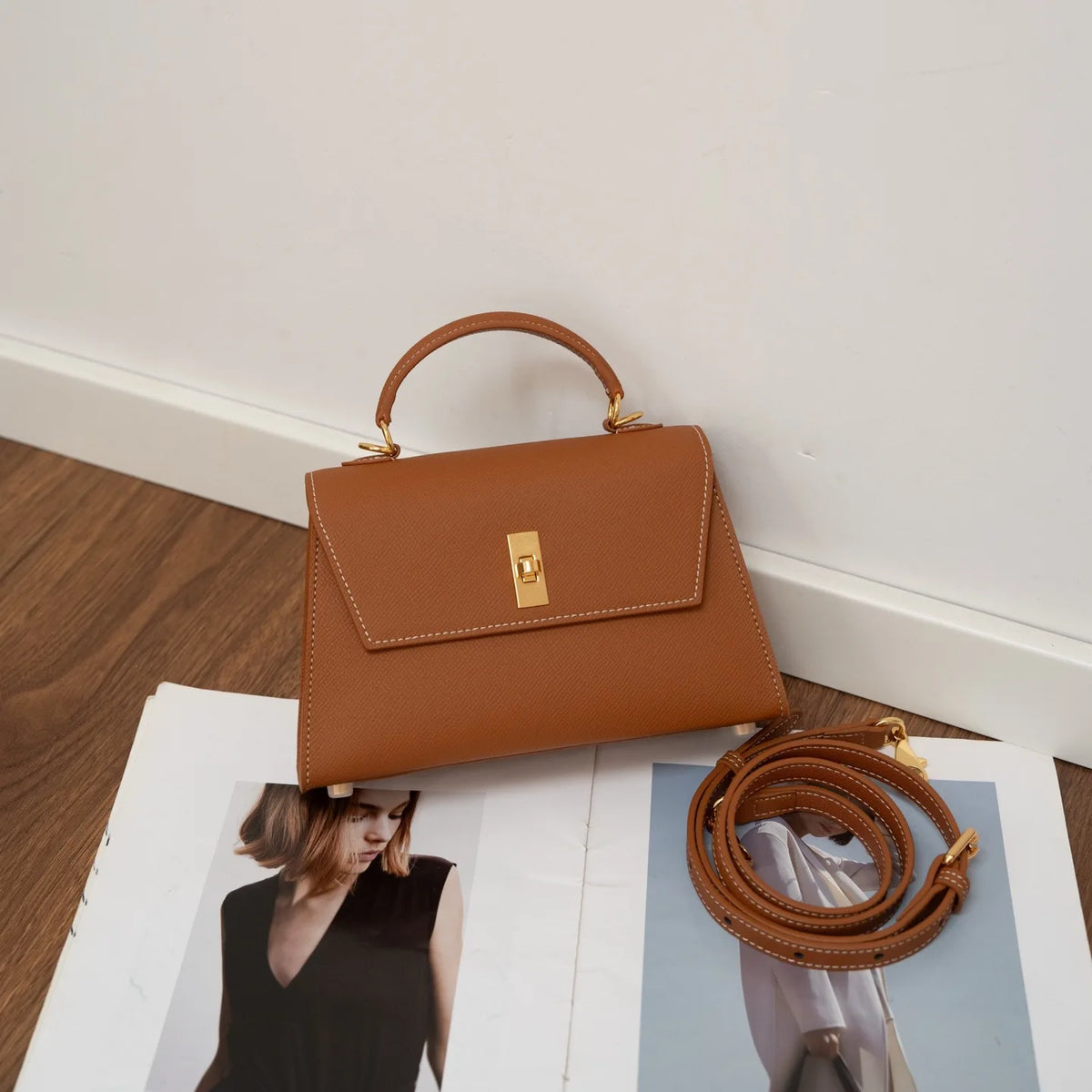 Executive Structured Leather Bag | Modern Classic Turn-Lock Crossbody