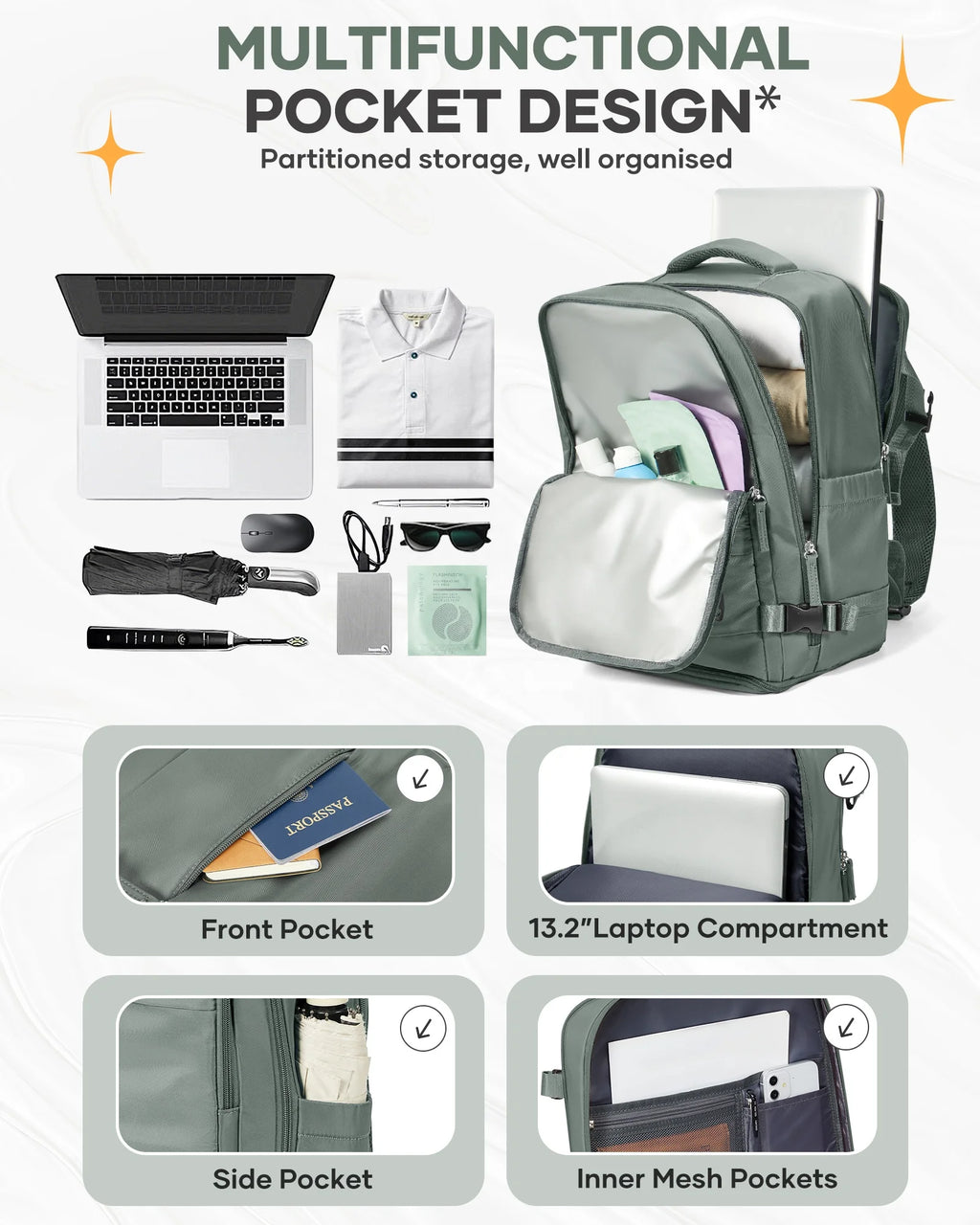 Albeux™ Executive Expandable Commuter Backpack | Waterproof USB Charging Laptop Carry-On