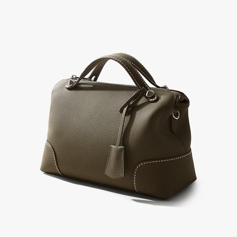 Albeux™ Parisian Pebble Leather Satchel | Luxe Top-Grain Cowhide Designer Crossbody Bag for Women