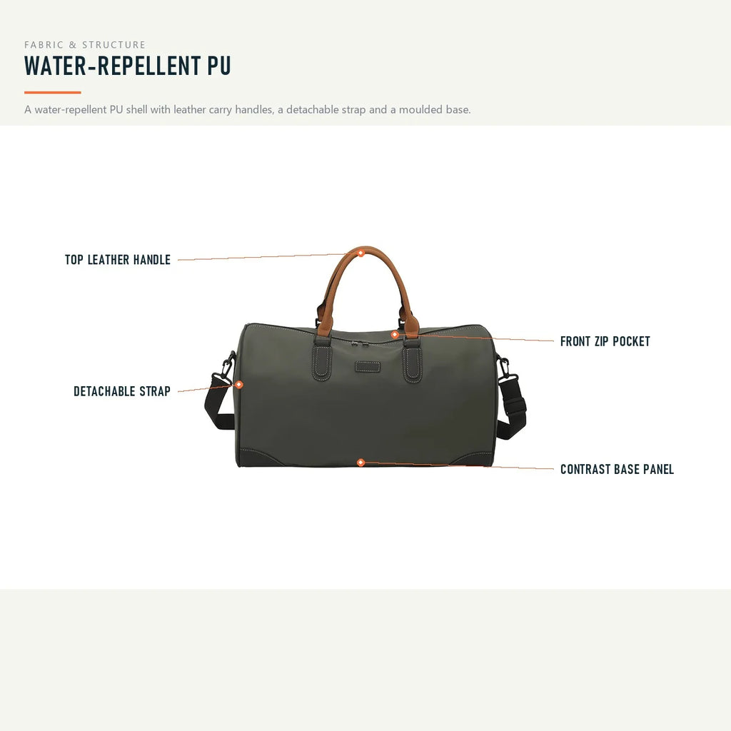 Albeux™ Executive Travel Duffle Bag | Water-Repellent PU Leather Holdall with Shoe Compartment
