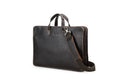 Executive Full-Grain Leather Briefcase | Triple-Zip Laptop Work Bag