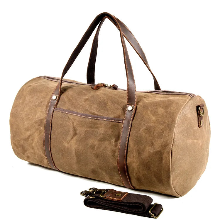 Albeux™ Heritage Waxed Canvas & Cowhide Leather Duffle Bag | Vintage Travel Holdall