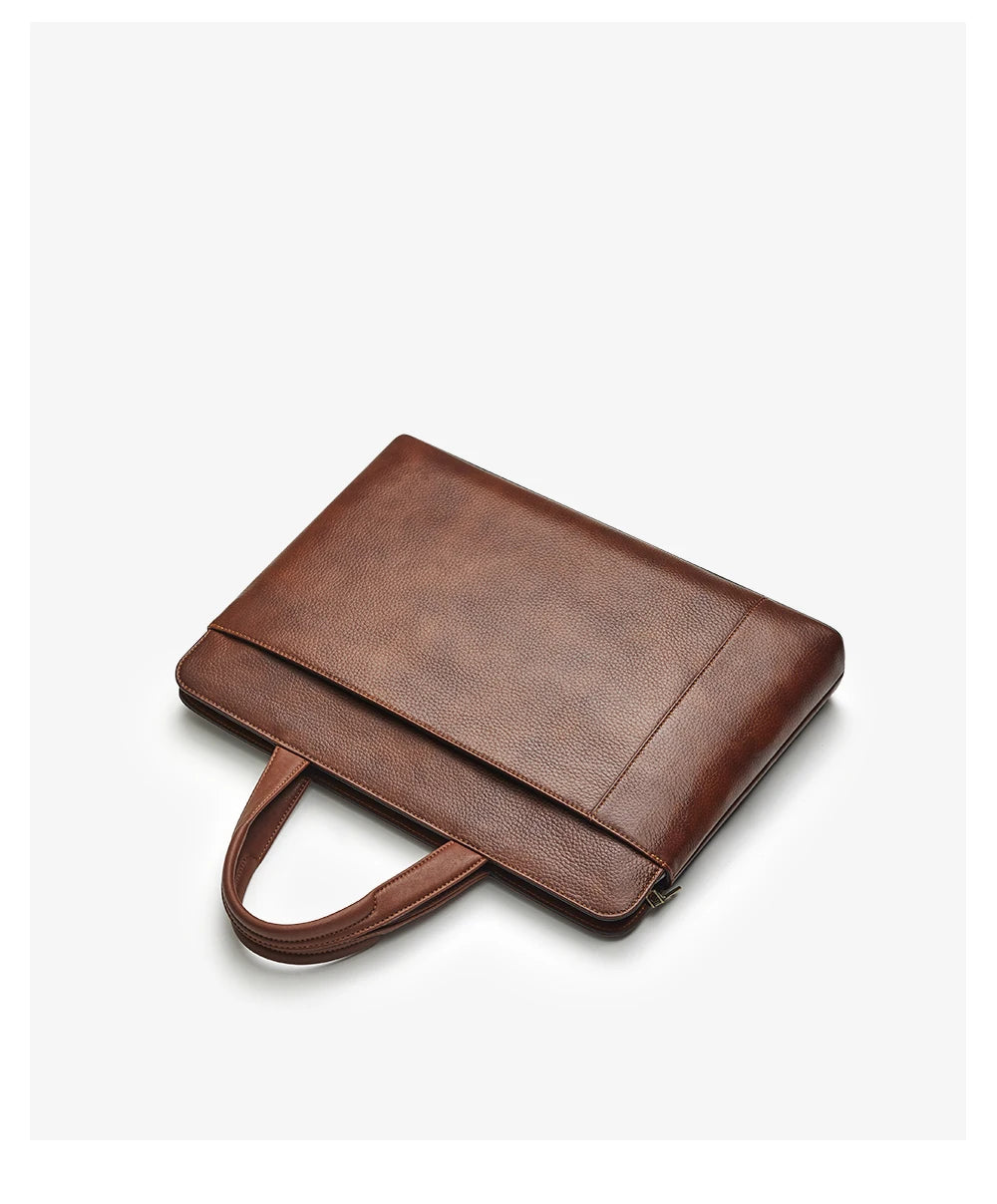 Albeux™ Vintage Genuine Leather Briefcase | Classic Brown Laptop Messenger Bag