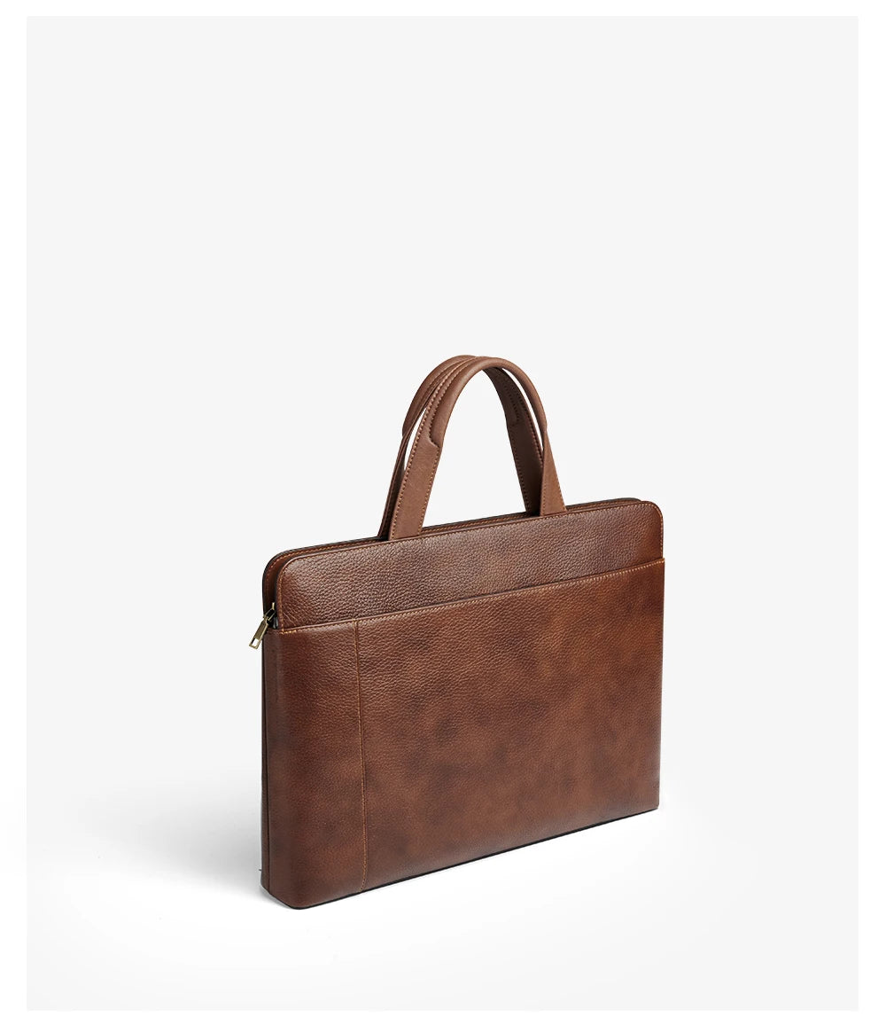 Albeux™ Vintage Genuine Leather Briefcase | Classic Brown Laptop Messenger Bag