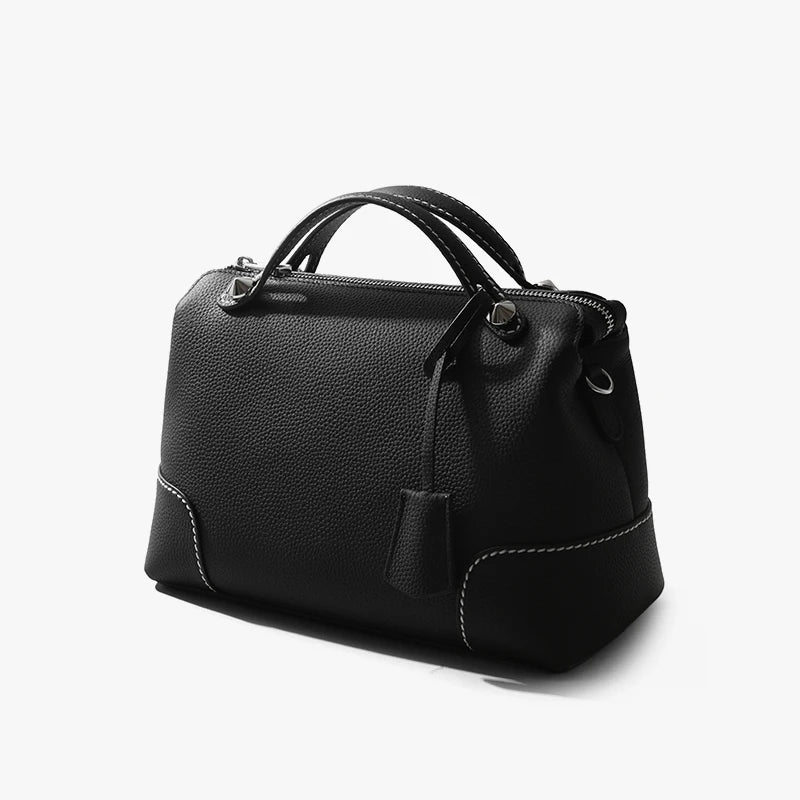 Albeux™ Parisian Pebble Leather Satchel | Luxe Top-Grain Cowhide Designer Crossbody Bag for Women